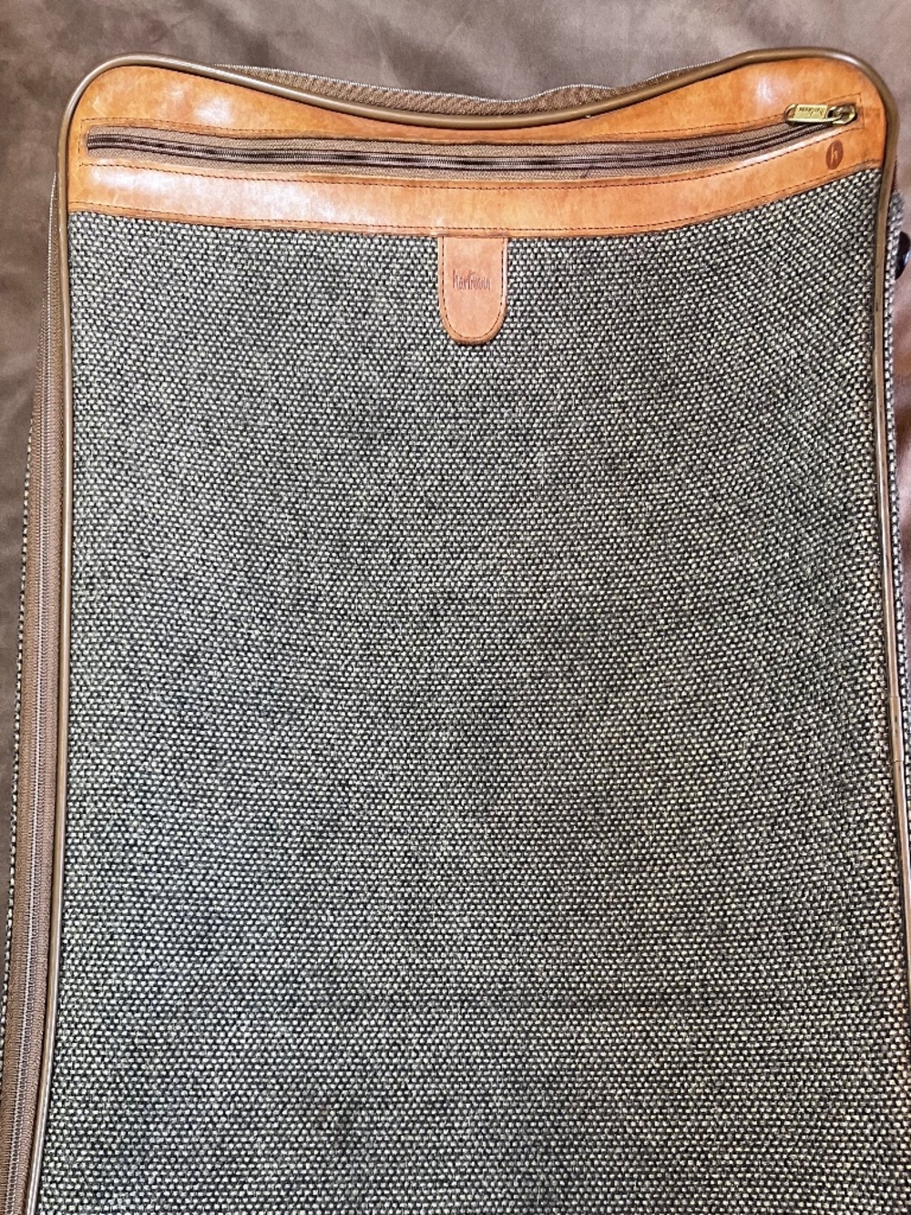 Hartmann Luggage Pieces (1)Tweed and Leather w/ (1) Garment Bags-in A+ Condition
